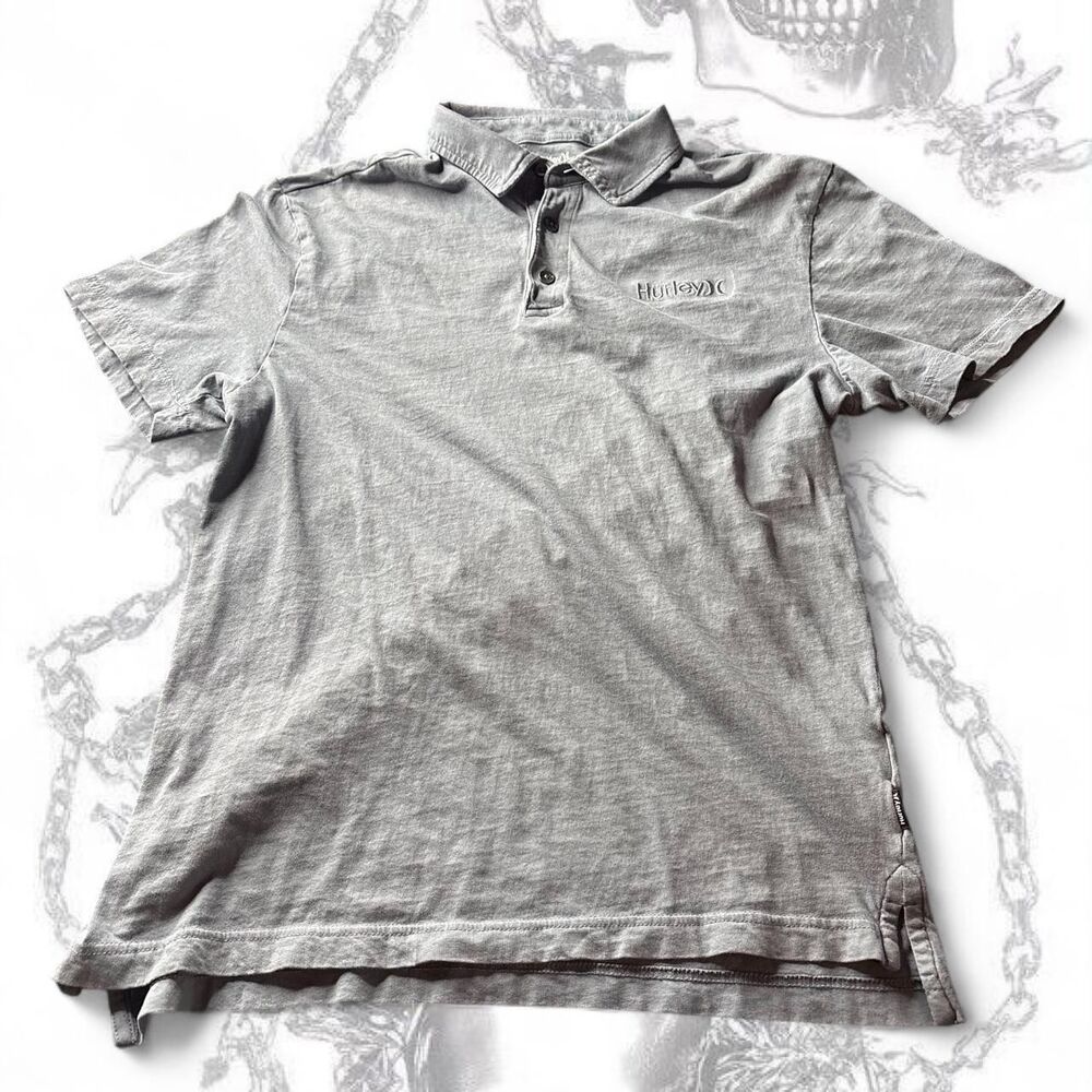 Hurley Men's Grey and Black Polo-shirts